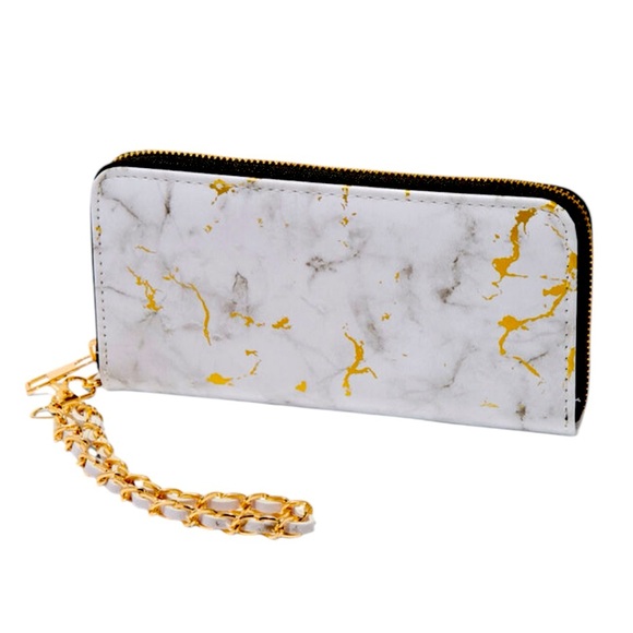 Icing Handbags - Gold Marble White Wristlet Wallet - NWT